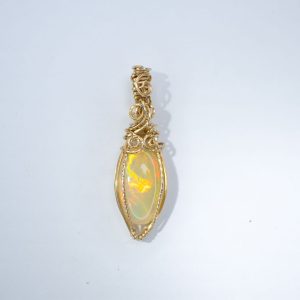 Ethiopian Rainbow Opal Gold Necklace