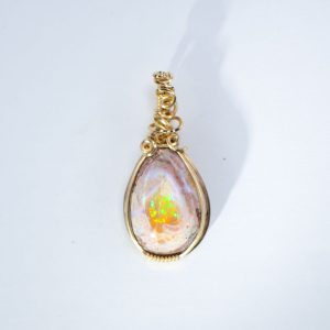 Mexican Matrix Opal Gold Pendant