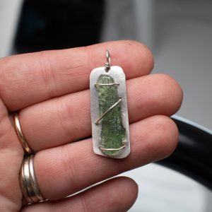 Laced Moldavite Silver necklace