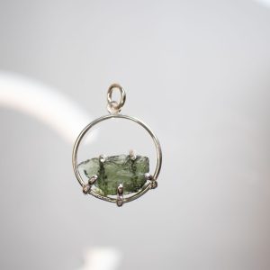 Moldavite Silver Pendant