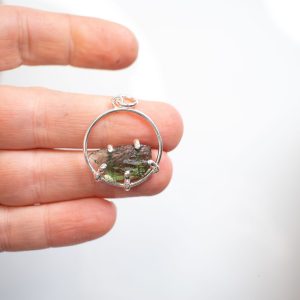 Moldavite Silver Pendant