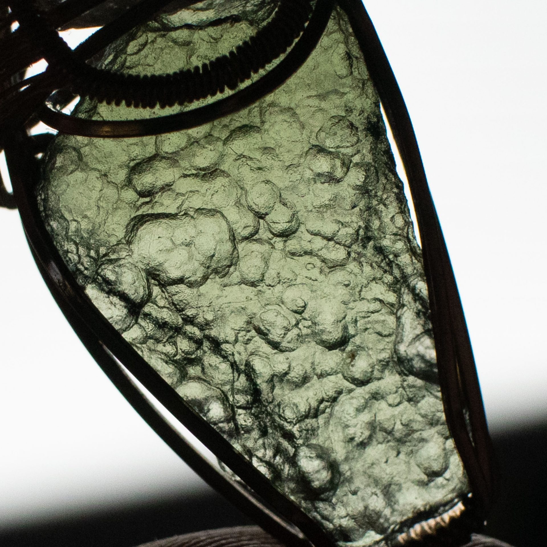 Moldavite with Herkimer diamond necklace wire wrapped in Gold 14k filled - Image 4