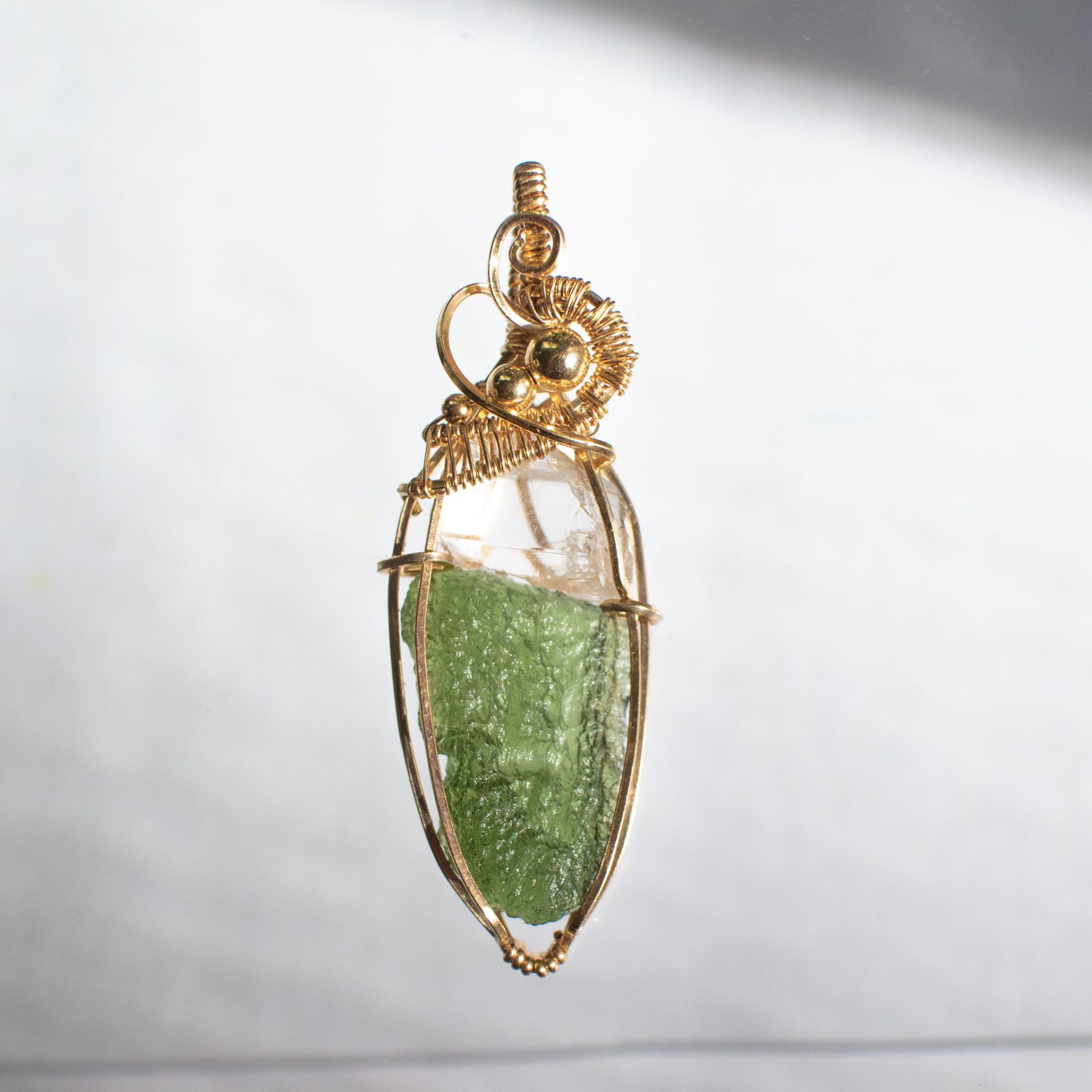 Moldavite with herkimer