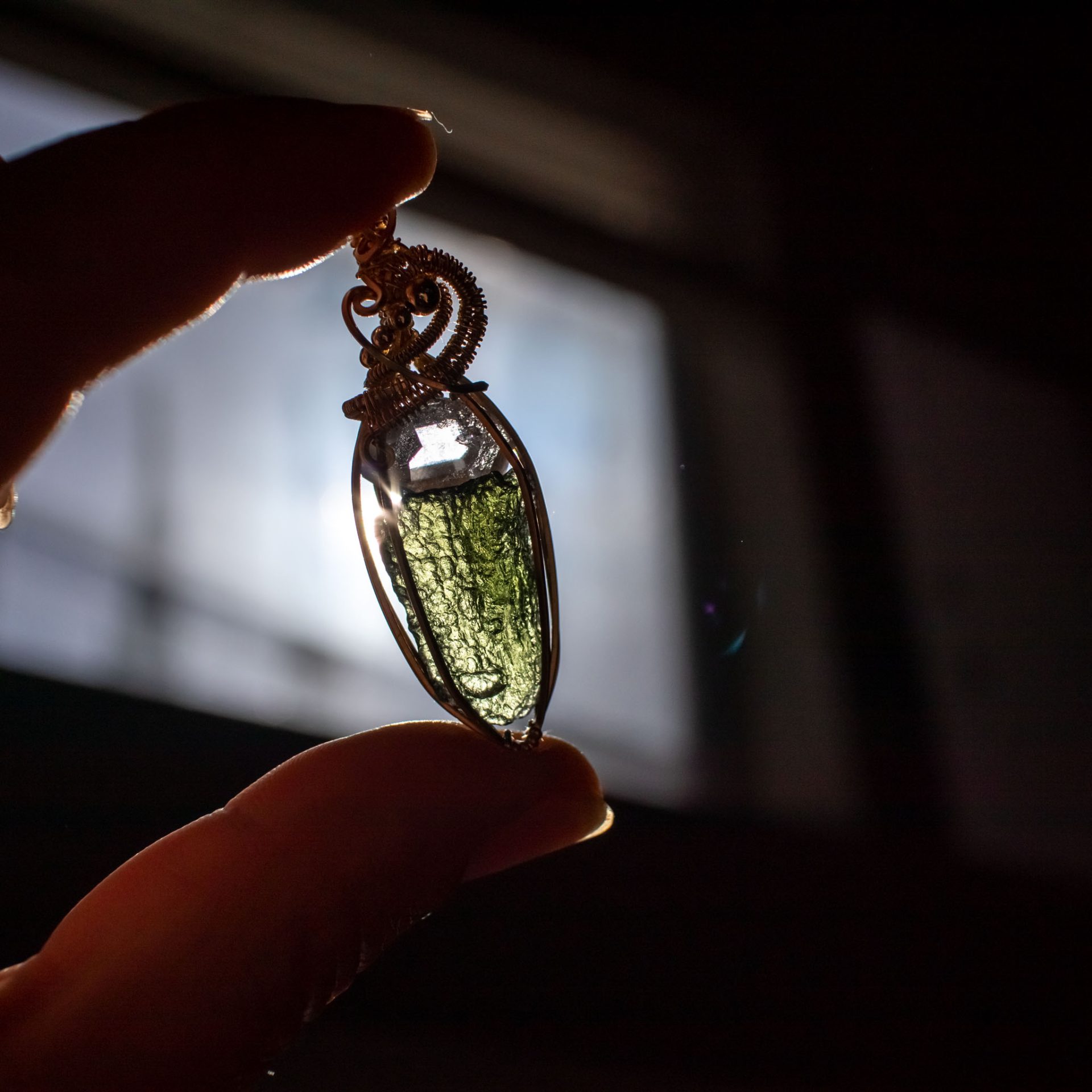 Moldavite with herkimer
