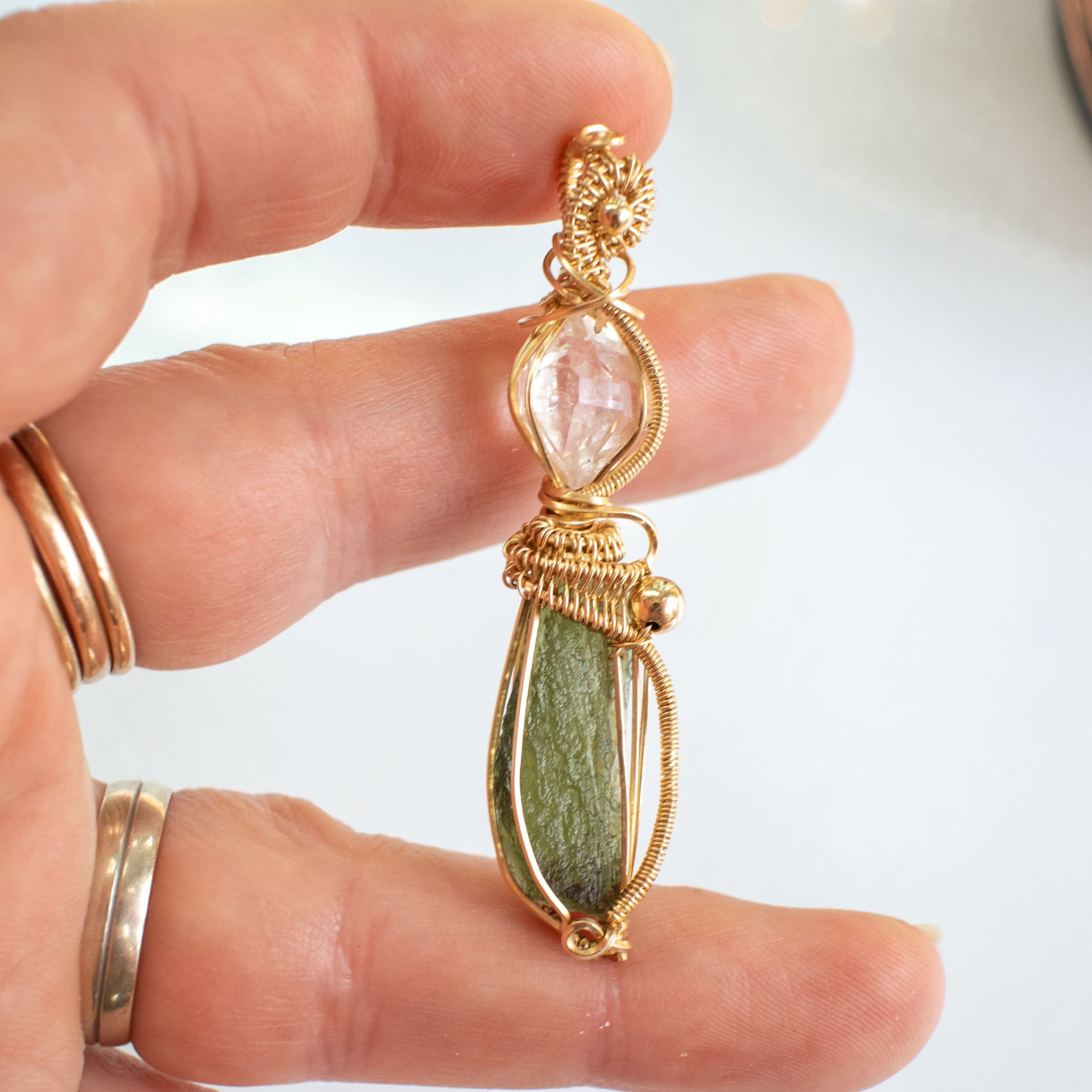 Moldavite with herkimer
