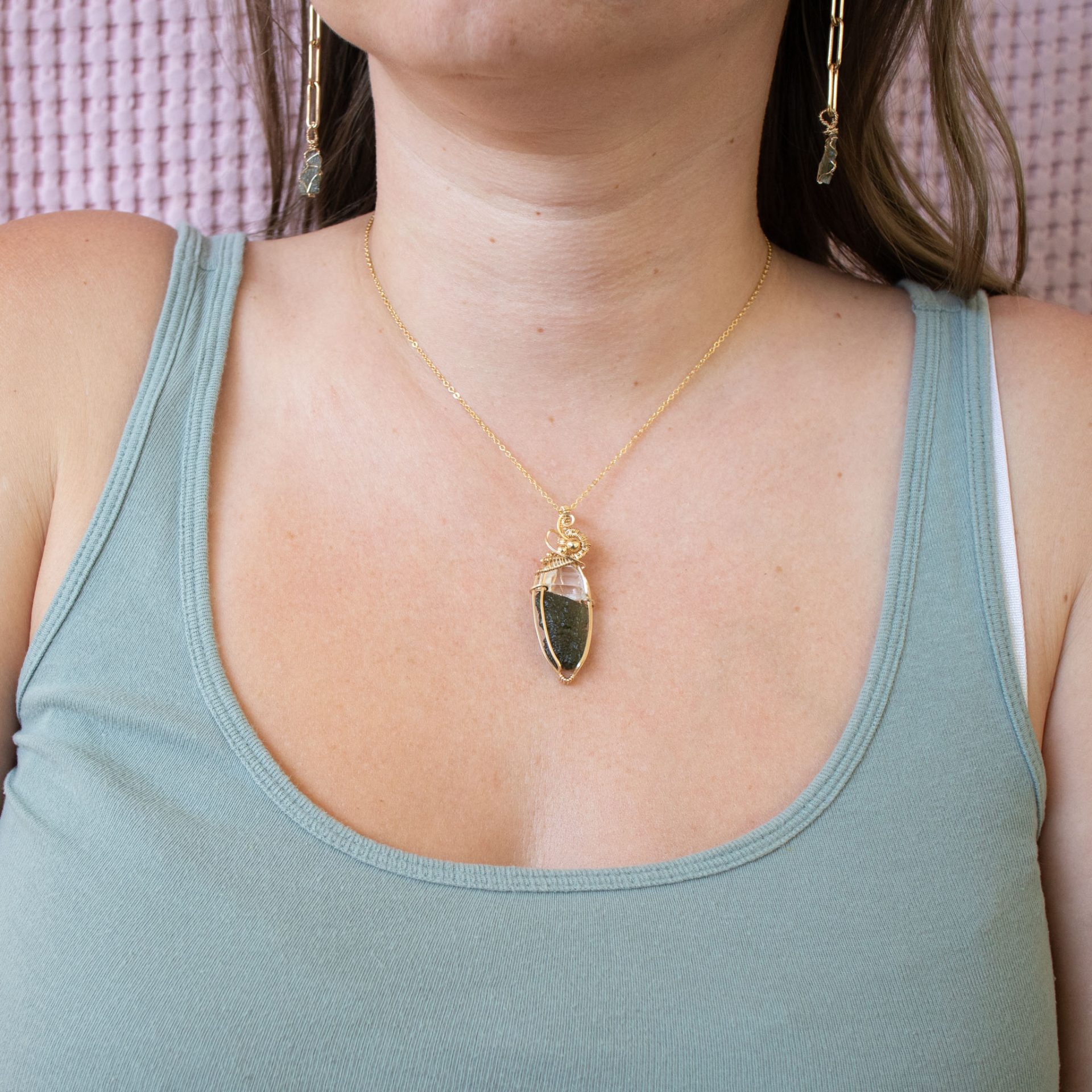 Moldavite with herkimer