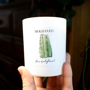 Moldavite crystal candle