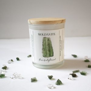 Moldavite crystal candle
