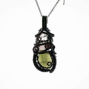 Moldavite silver pendant