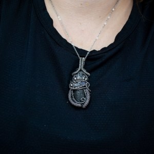 Moldavite silver pendant