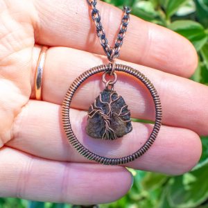 moldavite copper pendant