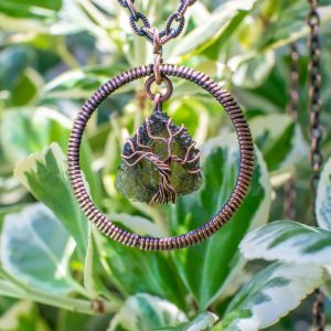 moldavite copper pendant