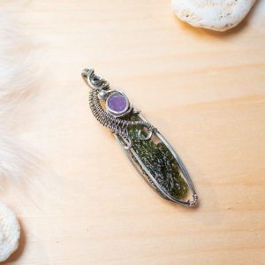 Moldavite with grape agate