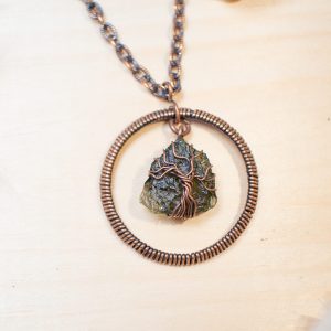 moldavite copper pendant