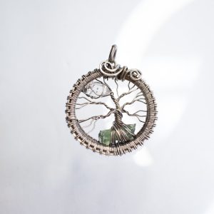 Moldavite with Herkimer Diamond Tree Of Life pendant
