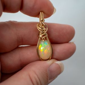 Ethiopian opal gold pendant