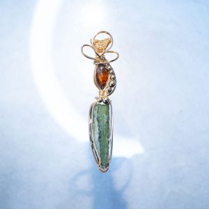 Moldavite golden pendant