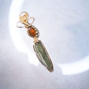 Moldavite golden pendant