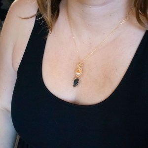 Moldavite with Mexican fire opal