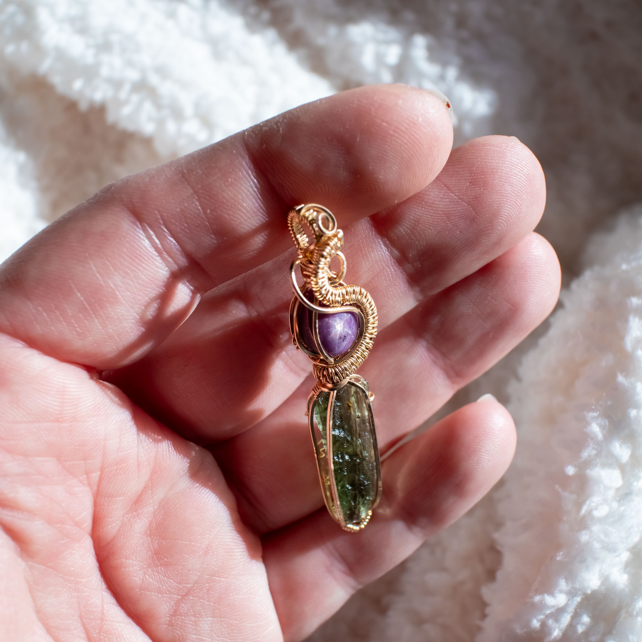 Moldavite with Star Ruby Gold necklace - Image 3