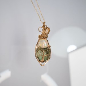 Moldavite with Opal Gold necklace