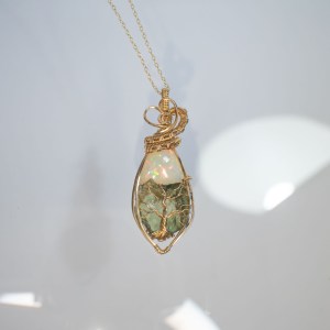 Moldavite with Opal Gold necklace