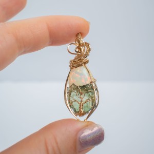 Moldavite with Opal Gold necklace