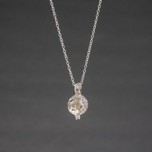 Moldavite herkimer silver pendant