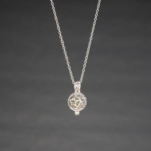 Moldavite herkimer silver pendant