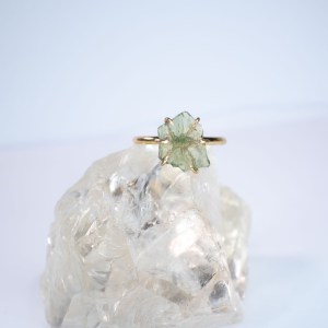 Moldavite gold ring