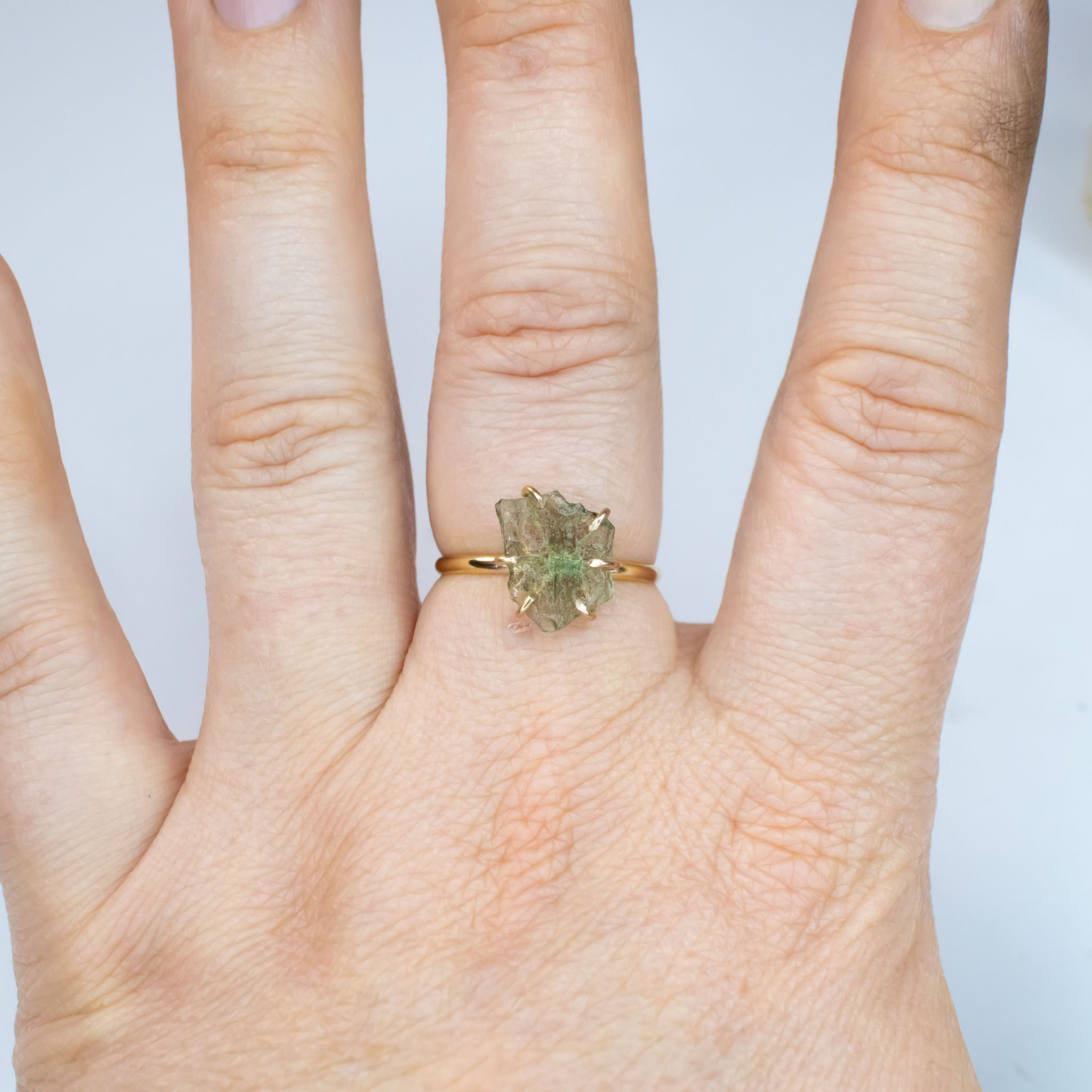 Moldavite gold ring