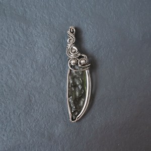 Moldavite knife necklace