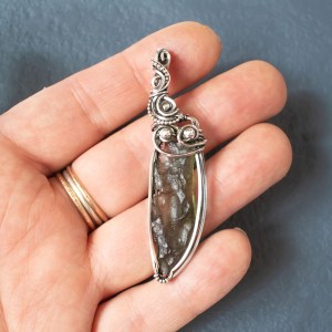 Moldavite knife necklace