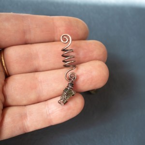 moldavite hair charm