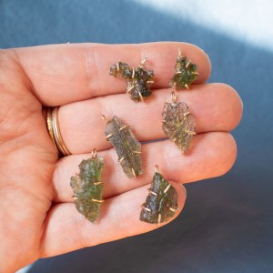 moldavite gold-filled pendant