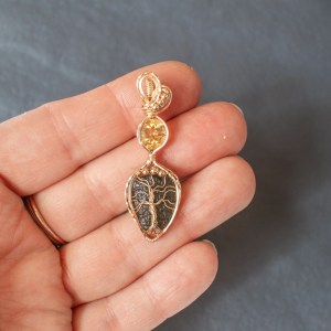 moldavite and citrine