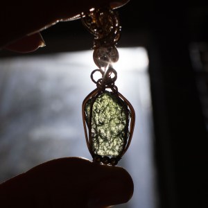 moldavite with moissanite