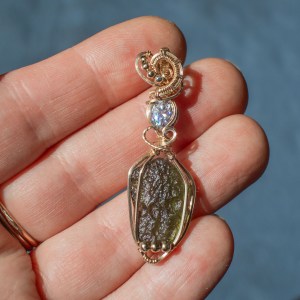 moldavite with moissanite