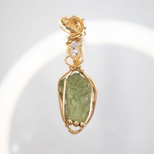 moldavite with moissanite