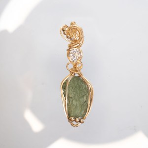 moldavite with moissanite