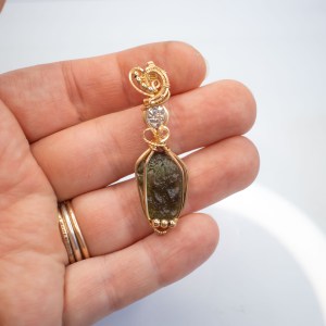 moldavite with moissanite