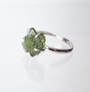 Moldavite silver ring