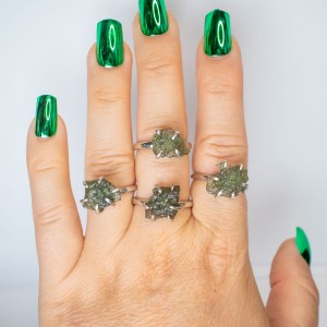 Moldavite silver ring