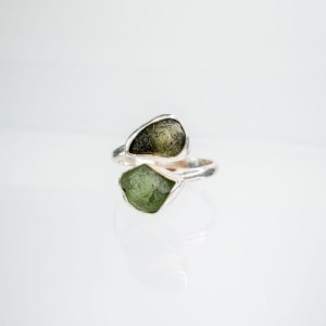 double moldavite ring