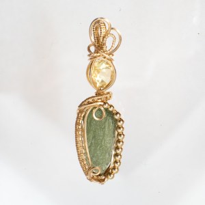Moldavite with Brazilian Citrine Gold pendant