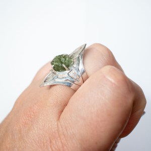 Bold Moldavite Silver Ring