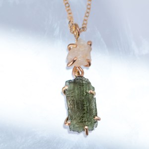 Moldavite with Phenakite pendant
