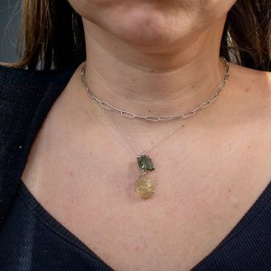 Moldavite with Libyan Desert Glass pendant