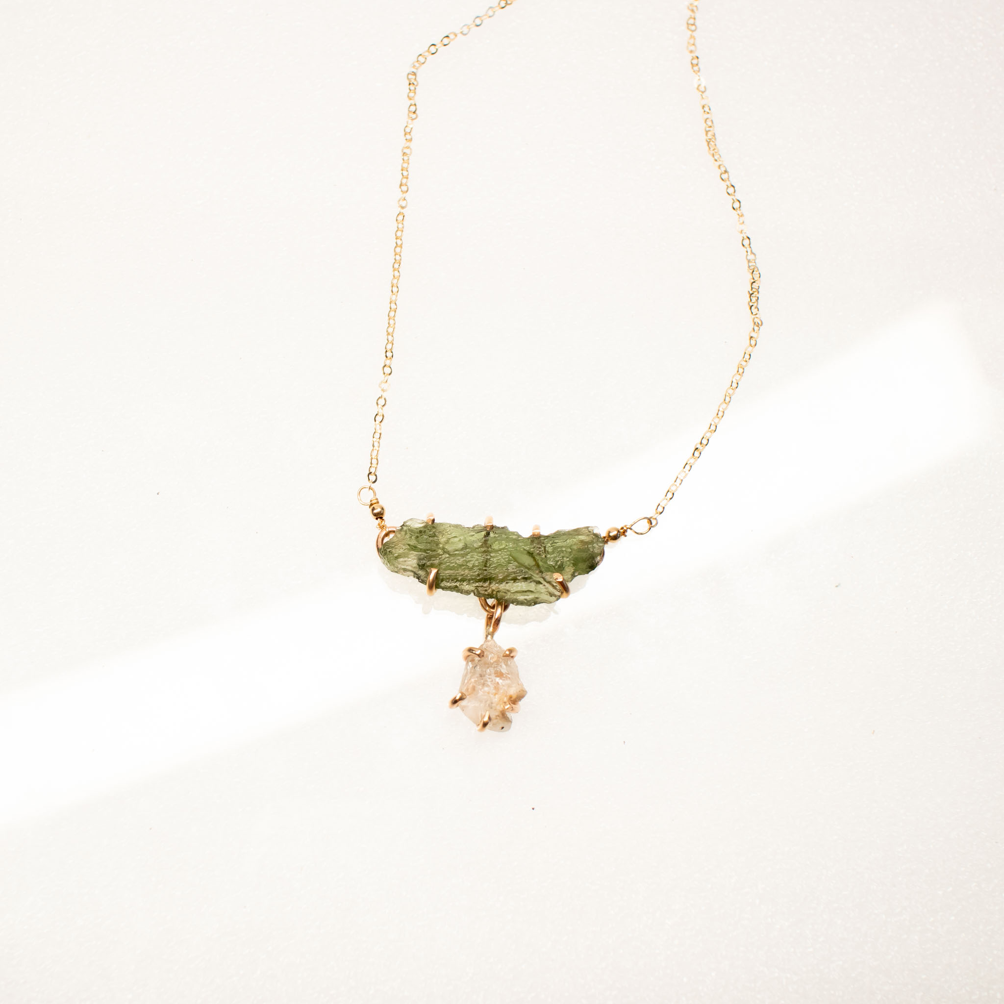 Moldavite with Phenakite or Herkimer pendant - Image 3