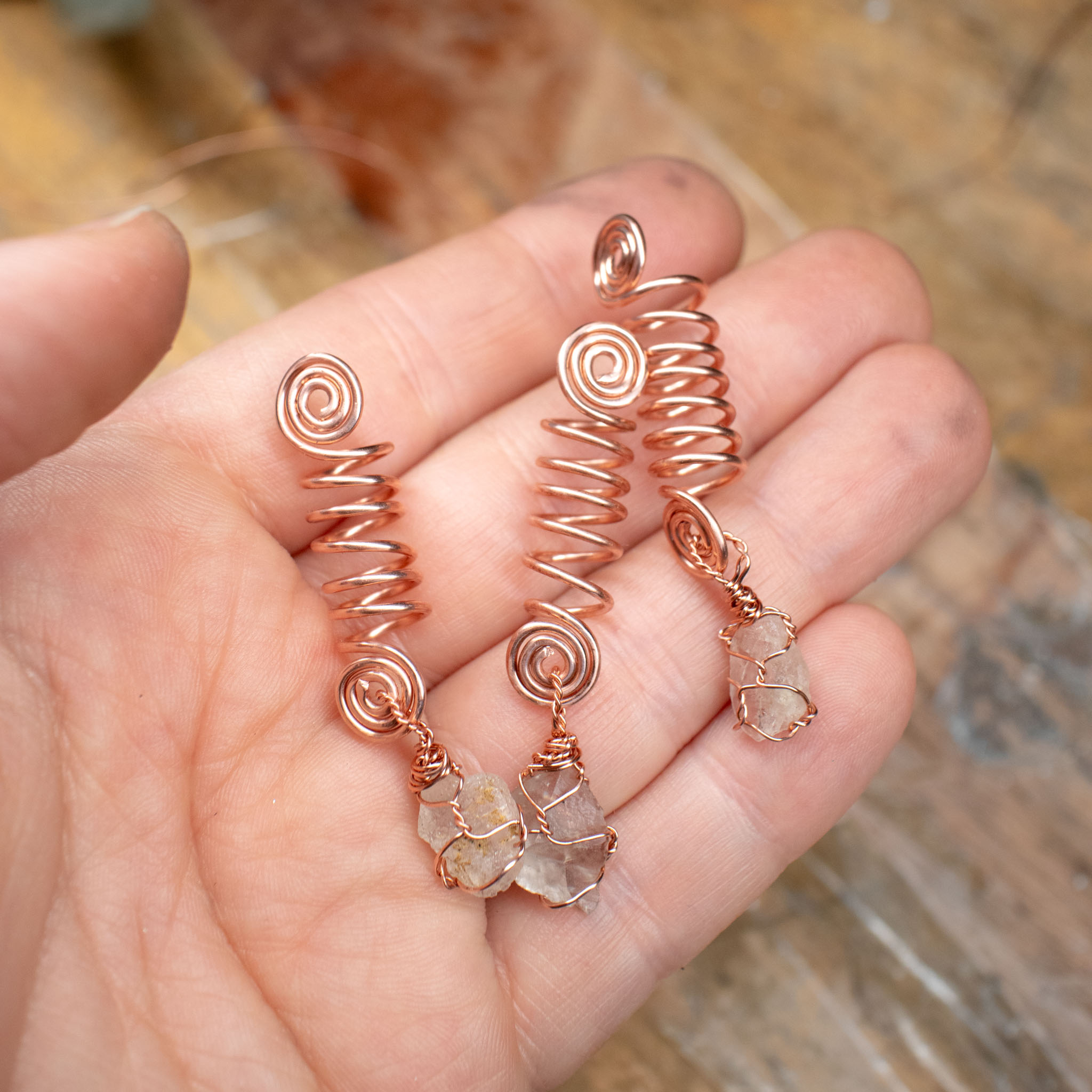 Phenakite copper Hair Charm - Image 3